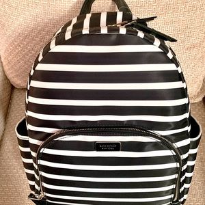 Kate Spade Large Nylon Black/White Stripe Backpack